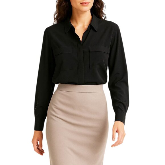 Joan Vass NY Long Sleeve Button Down Blouse - Picture 1 of 16